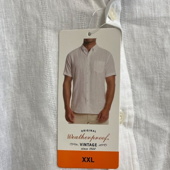 NEW Weatherproof Vintage Linen Men's XXL White Short Sleeve  Button Up  Shirt - Picture 6 of 7